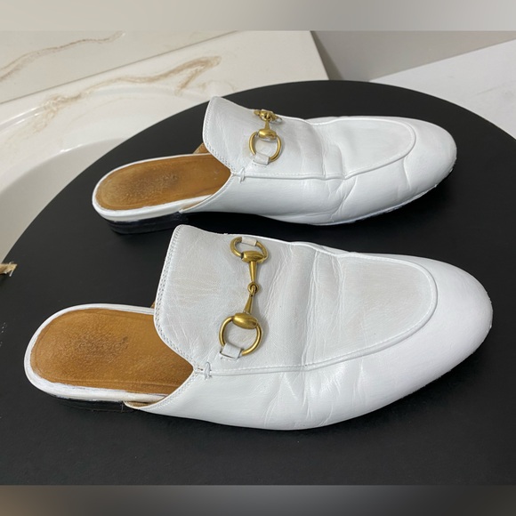 GUCCI Authentic White leather mules Size 7 Serial No: 423514 EU 37.5 Used - Picture 4 of 9